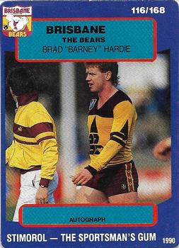 1990 AFL Scanlens Stimorol #116 Brad Hardie Front